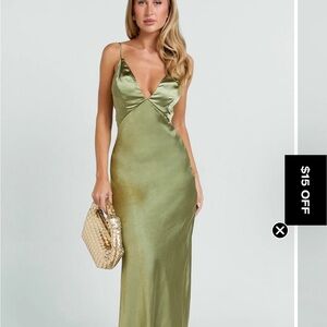 Showpo Olive Satin Maxi Dress